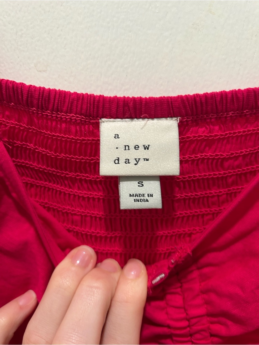 a new day Hot Pink Square Neck Puff-Sleeve Crop Top - Picture 3 of 3